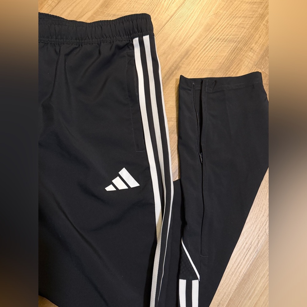 Adidas Black Joggers with White Stripes - Picture 2 of 4